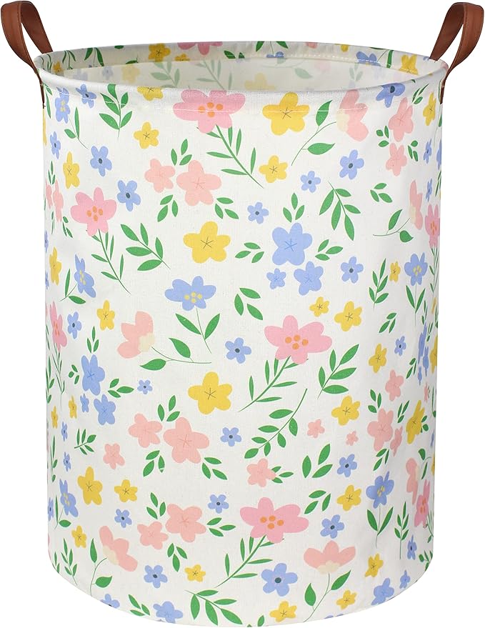 Girls Laundry hamper Baby Girl Hamper Kids Toy Storage Organizer Bins Gift Basket for Bedroom Decor(Flowers)