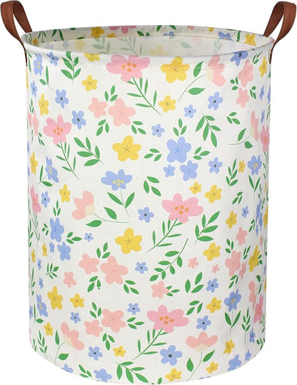 Girls Laundry hamper Baby Girl Hamper Kids Toy Storage Organizer Bins Gift Basket for Bedroom Decor(Flowers)