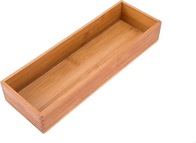 Bamboo Drawer Oragnizer Box, Kitchen Seasoning Organizer Tray, Tableware Knife Fork Organizer Box, Home Drawer Sorting Box, Bamboo 12"*4"
