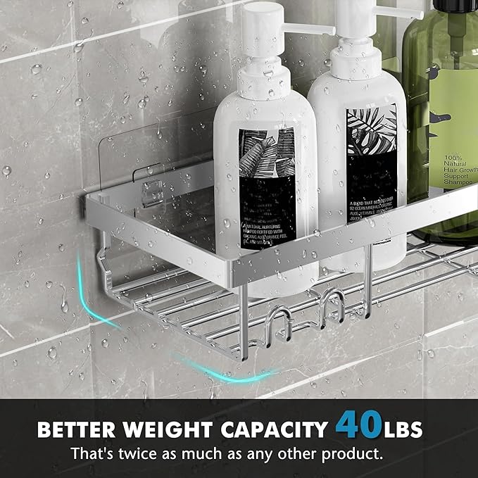 Moforoco Adhesive Shower Caddy Organizer Shelves Rack - 5 Pack Corner Bathroom Storage Organization, Home & Kitchen Decor Inside RV Accessories, Hanging First Apartment Household Camper Essentials