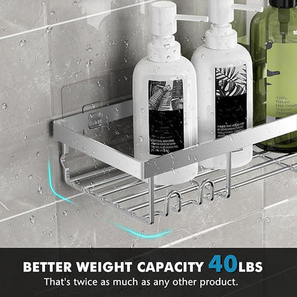 Moforoco Adhesive Shower Caddy Organizer Shelves Rack - 5 Pack Corner Bathroom Storage Organization, Home & Kitchen Decor Inside RV Accessories, Hanging First Apartment Household Camper Essentials
