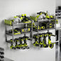 Power Tool Organizer Wall Mount 2 Pack, 4 Drill Holder, Garage Tool Storage and Organization Rack, Heavy Duty Wall Mounted Cordless Drill Organizer, Compatible with Ryobi Tools