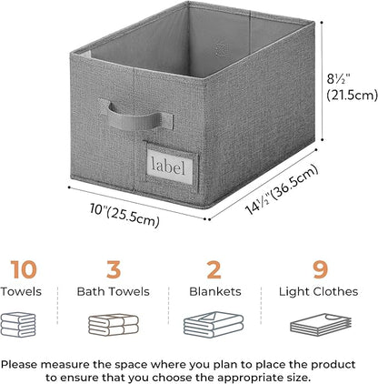 GRANNY SAYS Storage Basket for Shelves, Closet Clothes Bins with Label Holders, Fabric Storage Bin for Bedroom, Decorative Storage Boxes for Organizing, Dark Gray, Medium, 3-Pack