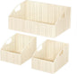 Rattan Storage Baskets, Handwoven Wicker Storage Bins with Built-in Handles, Storage Container Baskets for Shelves, Bedroom, Bathroom, Laundry Room or Kitchen(Beige)