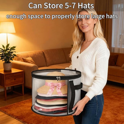 4-Piece Hat Storage Box, a Large-Capacity, Foldable, Transparent and Multi-Functional Organizer With Handle, Suitable for Storing Cowboy Hats, Top Woolen Hats Baseball Caps