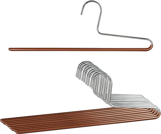 Mawa by Reston Lloyd Non-Slip Space Saving Clothes Hanger with Single Rod for Pants, Style KH/1, Set of 10, Copper