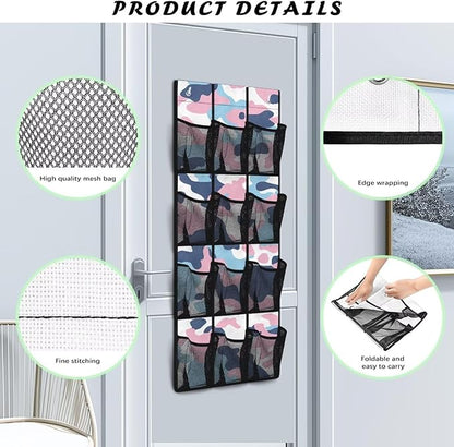 Generic Camouflage Over The Door Pocket Organizer Sturdy Over The Door Organizer Bedroom Space Saving Hanging Closet Organizer for Dormitory Bathroom College Dorm