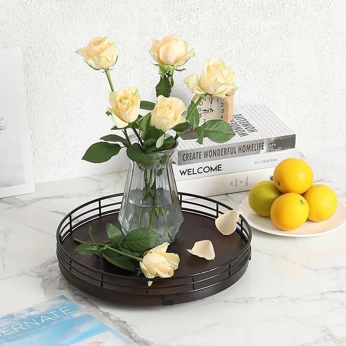 BAMBOO LAND- Lazy Susan Turntable Organizer, 9", Walnut Lazy Susan for Table Top