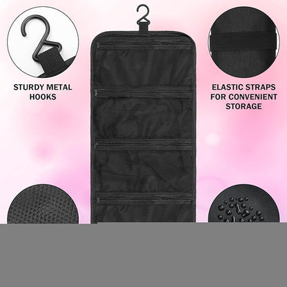 Dance Shoe Organizer Hanging 4 Mesh Pockets Portable Shoe Bag Travel Foldable Dance Hanging Organizer for Ballet Competition Accessories, Unisex-adult