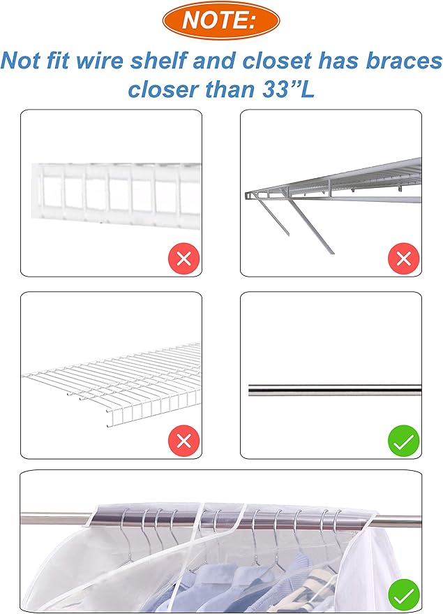SLEEPING LAMB Extra Large Hanging Garment Rack Cover Storage with Clear PVC Window Dust Shoulder Cover Clothes Dress Suits Coat Protectors for Closet, 2 Packs, White