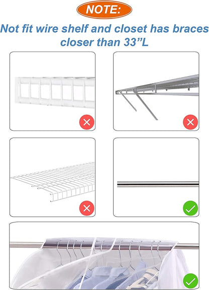 SLEEPING LAMB Extra Large Hanging Garment Rack Cover Storage with Clear PVC Window Dust Shoulder Cover Clothes Dress Suits Coat Protectors for Closet, 2 Packs, White