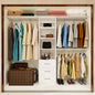 96 inch Closet System with Wooden Drawers, 5FT-8FT Closet Organizer System with Shelving Tower, Walkin Closet System with Expandable Hanging Rods & Movable Shelves, Wall Mount, 91.3”*14.8”*81”,White