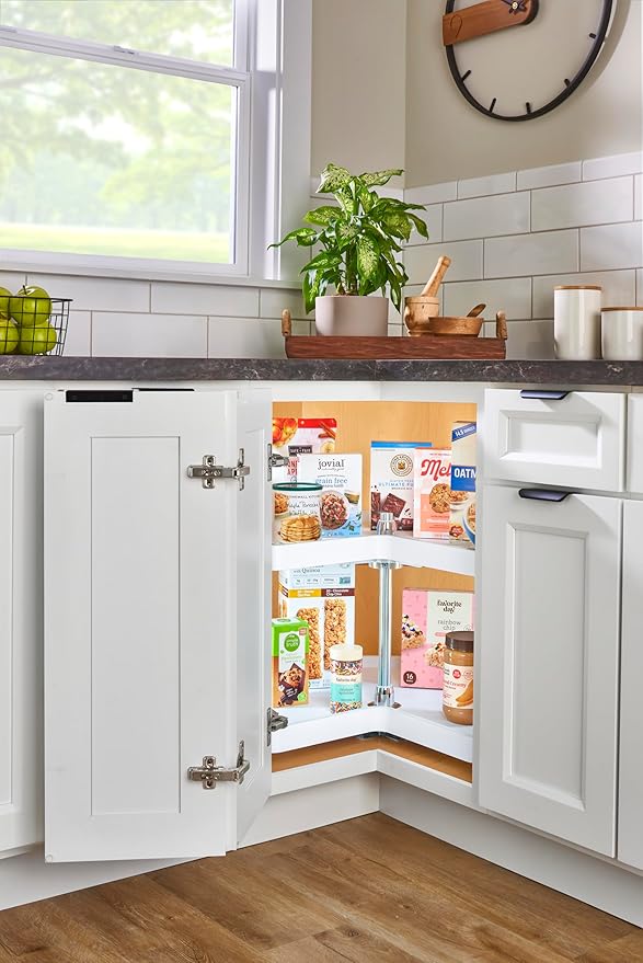 REV-A-SHELF Polymer Kidney-Shaped 1-Shelf Lazy Susan Shelf for Corner Base Cabinets (No Post Included)