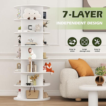 7-Tier Rotating Shoe Rack Tower, Free Standing 360° Revolving Shoe Organizer and Storage Hold Over 28 Pairs of Shoes, Lazy Susan Shoe Storage Cabinet, Spinning Room Decor Shoe Display, 1 PC (1)