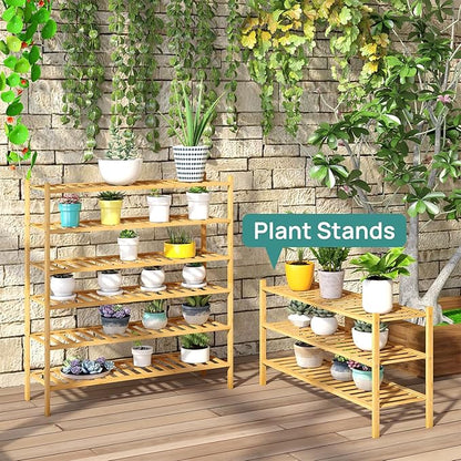 viewcare 3-Tier Long Shoe Rack, Bamboo Wood Shoe Rack for Closet, Entryway & Hallway, Stackable | Beautiful | Functional | Sturdy