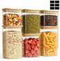ComSaf Glass Storage Containers With Lids 6-Pack (0.7qt/1.2qt/1.6qt), Glass Pantry Storage Containers, Rectangular Glass Jars With Lid, Glass Canisters For Kitchen Flour Cereal Sugar Tea Coffee Bean