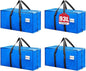 BETU 4 Pack Moving Bags Moving Storage College Dorm Camping Packing Travel PE Heavy Duty, Sturdy Handle, Zipper Large Storage Tote Bag Moving Boxes Box Alternative - Blue 29L x 14W x 13H