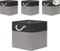 Temary Baskets 4 Pack Fabric Storage Cube Storage Baskets 13x13x13 Storage Cube Bins for Shelves with Handles, Basket for Organizing (Black&Gray)