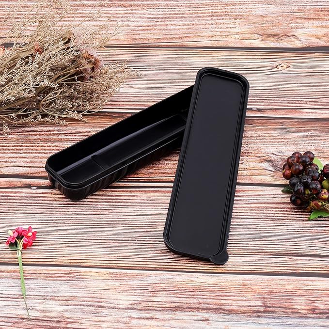 Portable Flatware Box Travel Tableware Storage Case, Simple Tableware Storage Box Case for Cutlery Kit, 9.64 x 2.32 inches (Black)
