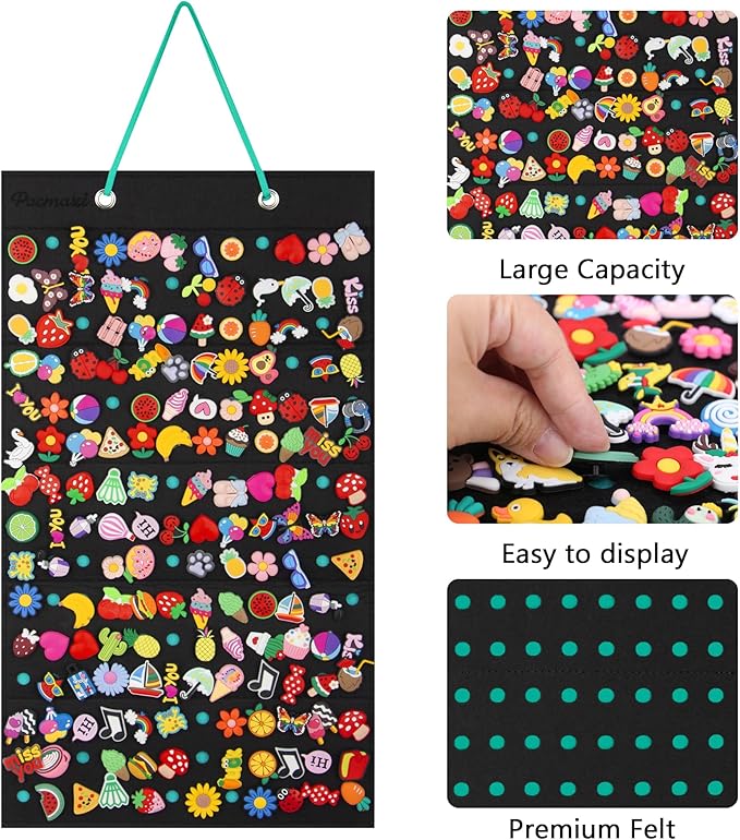 PACMAXI Hanging Shoe Charm Holder with 180 Holes, Wall Mounted Display Organizer for Shoe Charms