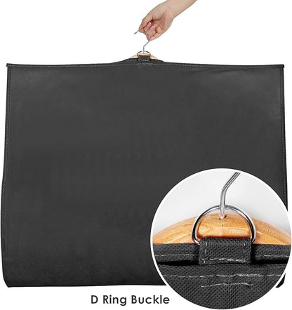 Univivi Dance Costume Bags Garment Bag 40 Inch Hanging Clothes for Dance Competitions, with 3 Medium Clear Zipper Pockets for Dance Costumes, Closet Storage (Black, 2 Pack)