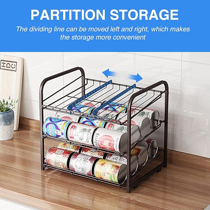3 Tier Stackable Can Rack Organizer,for food storage,kitchen cabinets or countertops,Storage for 36 cans,Bronze