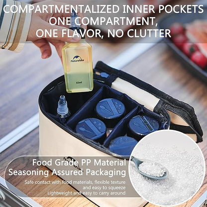 windhike Naturehike PP 6/8 Pcs-Set Travel Spice Containers, Camping Spice Kit with Separable Storage Bag, Portable Anti-leakage Design Spice Condiment Dispenser for Picnic BBQ Backpacking Hiking (8)
