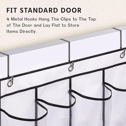 ZHQZZPHOver the Door Shoe Organizer 28 Pockets Clear Hanging Shoe Rack for Door and Wall Large Storage Shoe Holder Perfect for Kids Shoes Organizer White