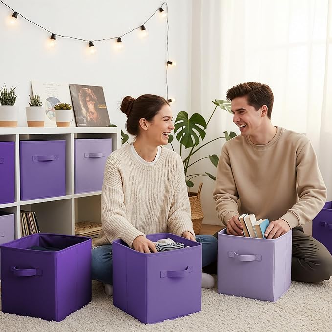 GRANNY SAYS Cube Storage Bins, 11 Inch Cube Storage Organizer, Fabric Storage Bins, Storage Cubes for Shelves, Closet, Purple Gradient, 8-Pack