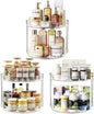 LAMU 3 Pack 10.6'' 2-Tier Lazy Susan Turntable Organizer Rotating Spice Rack Organization for Cabinet, Kitchen, Pantry, Countertop, Bathroom, Vanity, Makeup Organizer, Clear