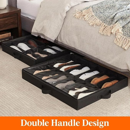 for Under Bed Shoe Storage Organizer Set of 2, 4.3 Inches Tall Low Profile