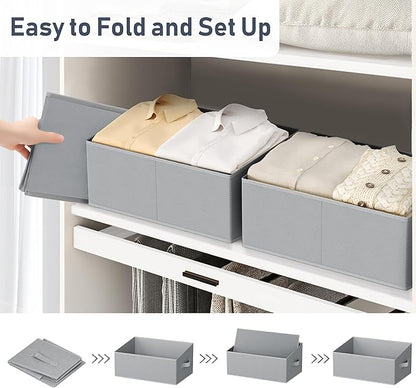 DIMJ Closet Storage Bins 6 Pack - Fabric Storage Baskets for Shelves, Large Clothes Organizers with Handles, Trapezoid Shelf Organization Storage Cubes for Purse, Toys, Books, Towel, Clothes