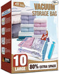 Vacuum Storage Bags, 10 Large Space Saver Vacuum Seal Bags, Space Bags for Clothes, Blankets, Bedding (10L)