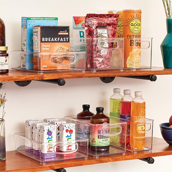 iDesign Stackable Pantry Bins, 2 Small, 2 Medium, and 2 Large Bins, 6 Pack, Clear, Made in USA