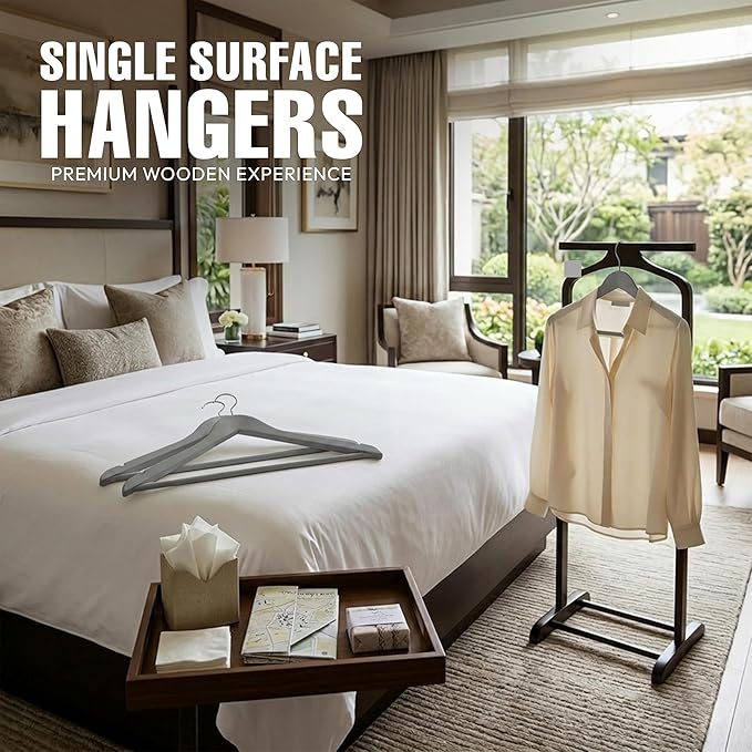 Utopia Home Premium Wooden Hangers 30 Pack - Durable & Slim Coat Hanger - Suit Hangers with 360-Degree Rotatable Hook - Wood Hangers with Shoulder Grooves (Grey)