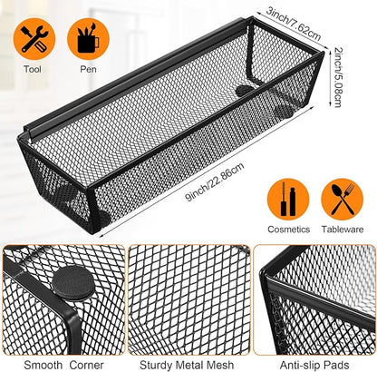 Chumia 10 Pack Silverware Drawer Organizer 9 x 3 x 2 Inch Mesh Utensil Organizer for Kitchen Drawers with Interlocking Arm for Flatware Knives Spoons Fork Cosmetic Utensil Tabletop Storage Tray