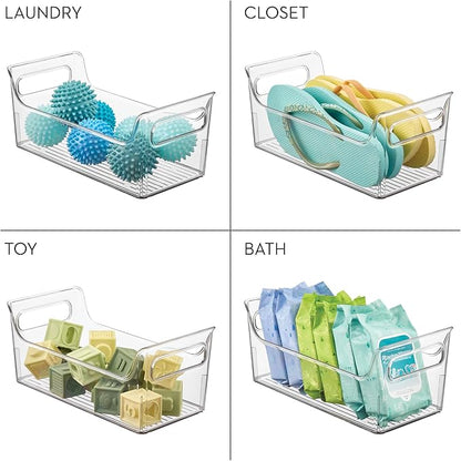 iDesign Condiment Organizer for Fridge - Plastic Fridge Organizer Bins with Handles, Set of 2, Clear