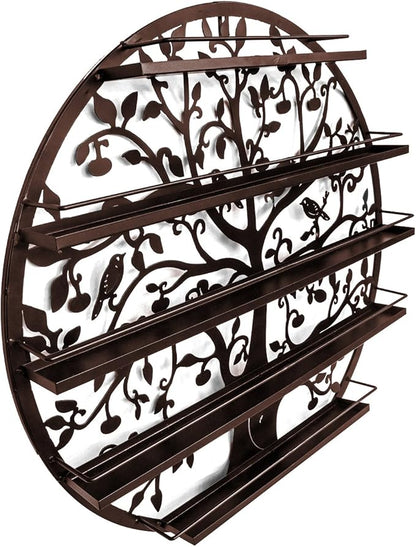 Sorbus® Wall Mounted 5 Tier Nail Polish Rack Holder - Tree Silhouette Round Metal Salon Wall Art Display (Bronze)