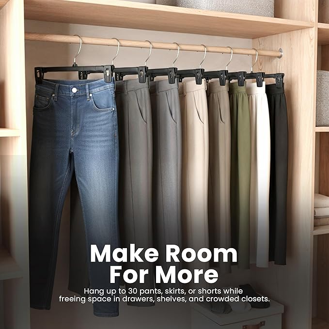 Utopia Home Skirt Hangers - 30 Pack Plastic Hangers with Clips and 360 Swivel Hook for Closet Use and Hanging Bottoms Such as Skirts Pants Jeans