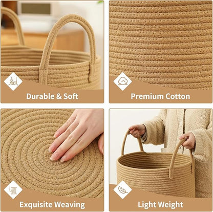 Laundry Basket Hamper Tall Rope Storage Woven for Blanket toys Dirty Clothes in Living Room Bathroom Bedroom (Jute Brown, 80L/21.3Gal)
