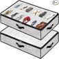 Under Bed Shoe Storage Organizer for Closet 2 Pack- Fits 24 Pairs Underbed Shoes Container Boxes Light Grey