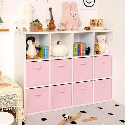 GRANNY SAYS Cube Storage Bins - 13x13 Cubby Organizer with Handle, Collapsible Storage Baskets for Shelves, Pink, 8-Pack