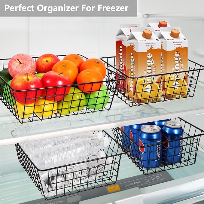 Wire Baskets for Organizing Household 4 Pack Pantry Baskets For Storage Pantry Wire Black Metal Storage Bins