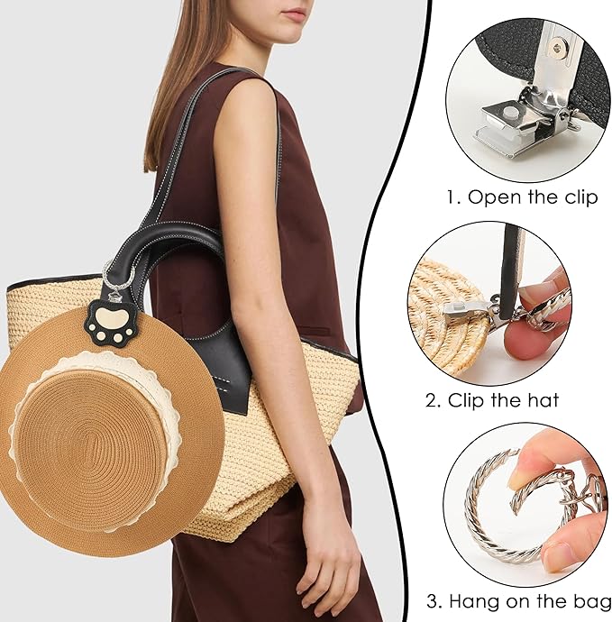 Hat Clip for Travel Sun Hat Holder Hang on Bags Hands Free Hats Clip-on Luggage Women’s Outdoor Travel Accessory
