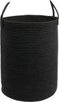 Woven Cotton Rope Laundry basket-16”X22” Laundry Hamper-Rope Storage Basket for Dirty Clothes, Toys and Blankets Perfect for Bathroom, Baby nursery and Living Room Storage (black, Large)