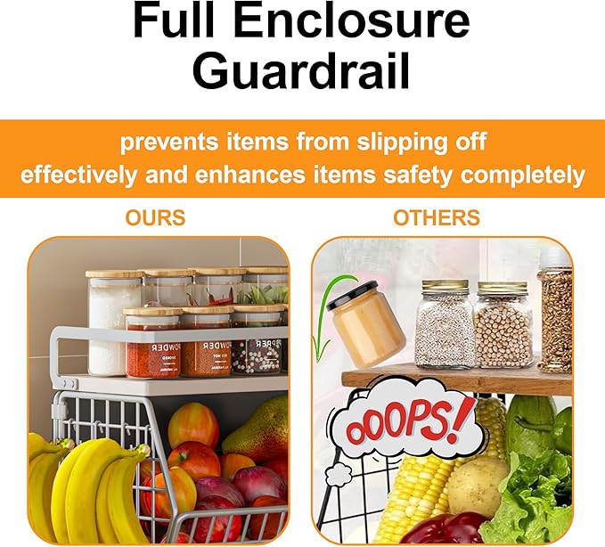 Fruit Basket 2 IN 1 Magnetic & Hanging Wall Produce Basket for Potato Onion Fruit and Vegetable Storage,Magnetic Spice Rack for Refrigerator Kitchen Counter Cabinet Pantry