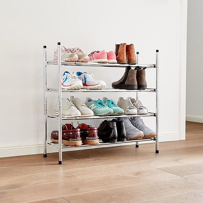 Love it Store it Metal Shoe Rack - Slim Open Shelf for up to 10 Pairs of Shoes - Extendable Stackable Very Stable - Chrome