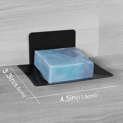 2 Pack Soap Holder for Shower Wall, 5 Slot Self-Adhesive Soap Dish for Shower, Wall Mounted Shower Soap Holder Dishes for Bathroom, Stainless Steel Soap Tray Black