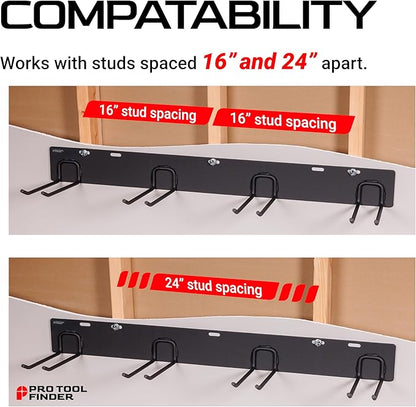 Stud-Mounted Commercial-Grade Steel Garden Tool Organizer for Garage Wall, 1-Pack – 650 lb Rated