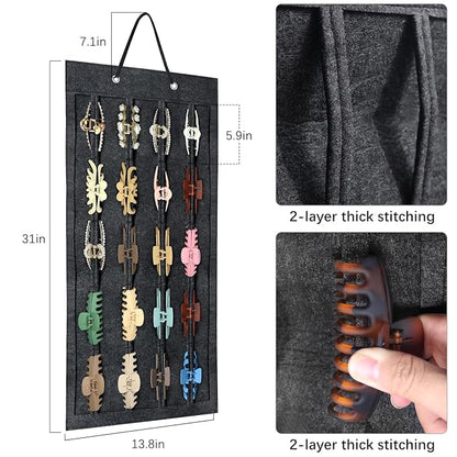 SMUK Large Hair Claw Clip Organizer Holder, Hanging Claw Clips Storage for Women Girls, Hair Clip Stand Holder for Wall, Door, Closet, Big Claw Clip Display for Teen Girls